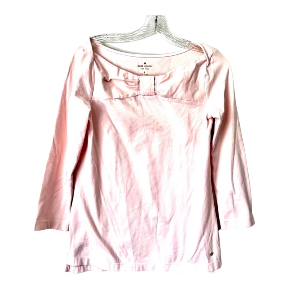 Kate Spade Bow Neckline Boatneck Wheaton Top Size S Pink